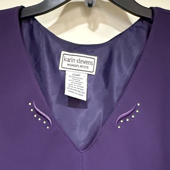 Karin Stevens Women's Petite Elegant Purple Dress - Picture 4 of 11